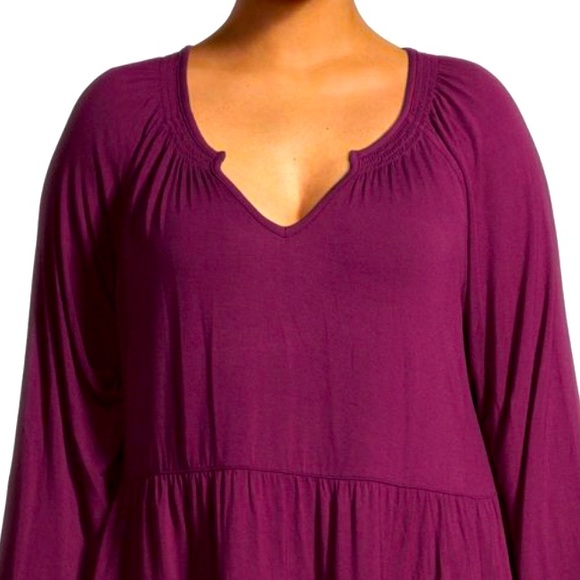 Terra & Sky Womens Plus Size Tiered Peasant Top Long Sleeve 4x 26/28 NWT - Picture 3 of 7